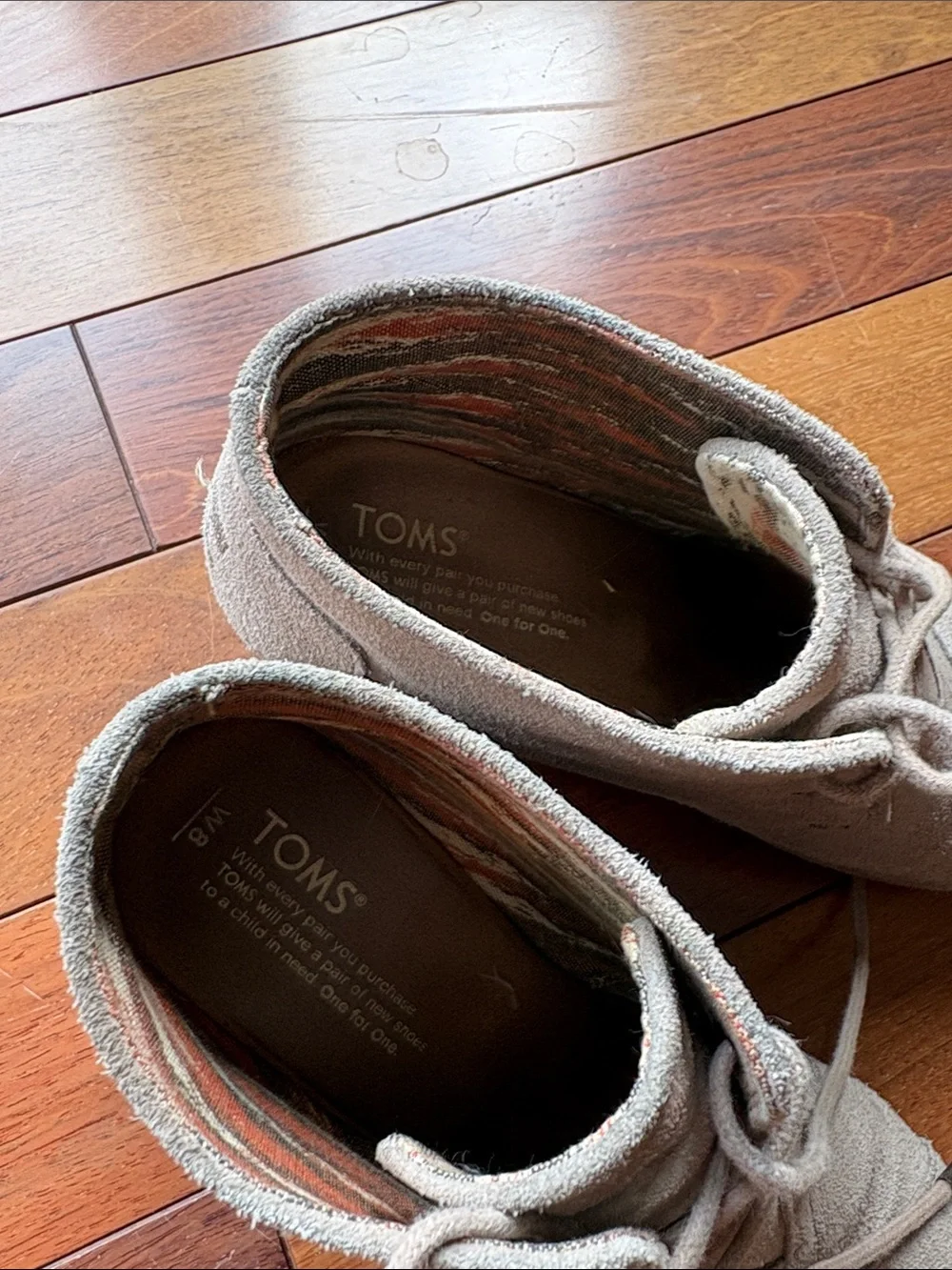 Toms Taupe Suede Lace-Up Wedge Booties